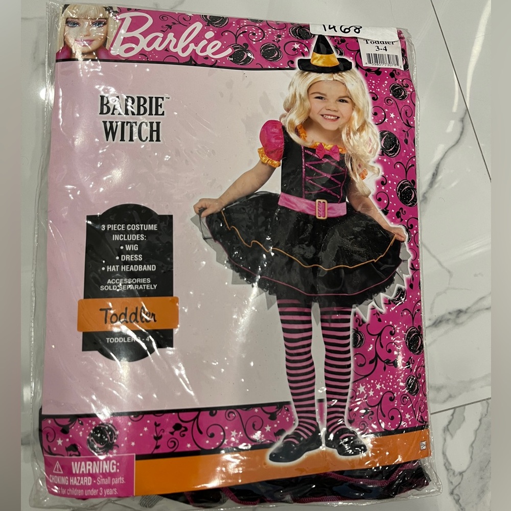 Barbie witch toddler girl Halloween costume. Size 3-4T. BNIB